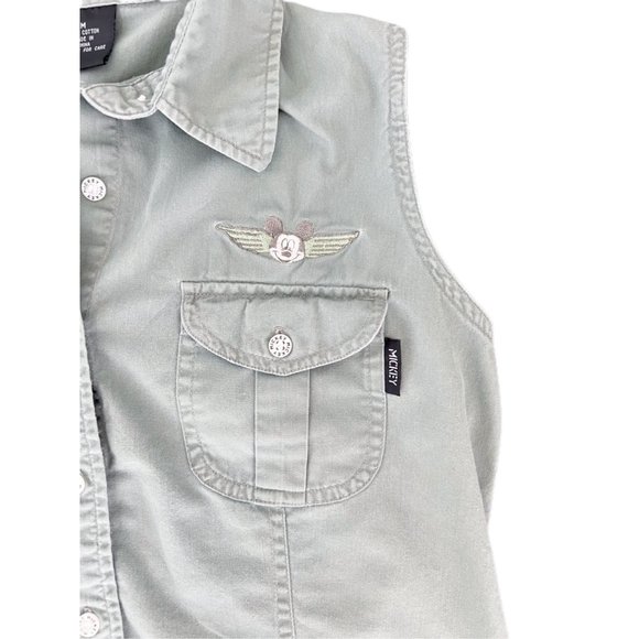 VTG Jerry Leigh Army Green Mickey Mouse Sleeveless Top | Size Medium - Picture 4 of 6